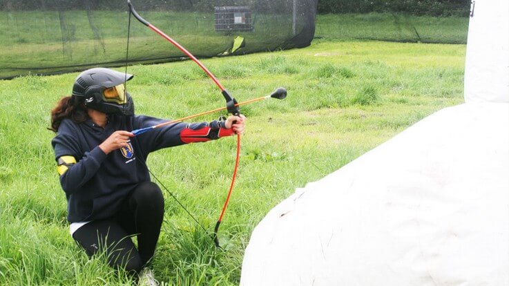 battle archer hiding behind inflatable barricade