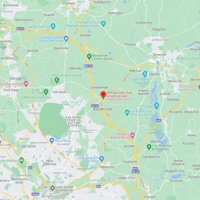google maps npf bassetts pole adventure park