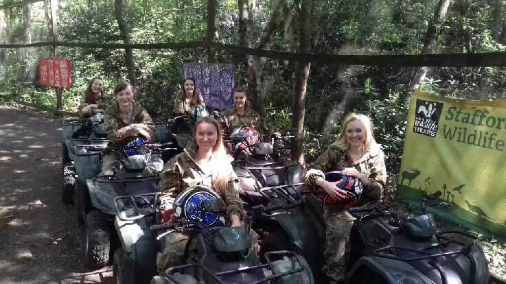 group of hen party quad bike riders