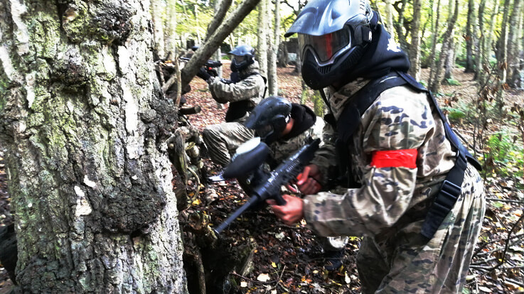 mixed kids paintball group