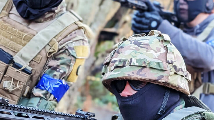 own gunners at the airsoft skirmish