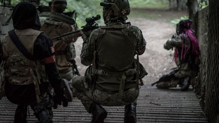 own gunners taking cover on bridge