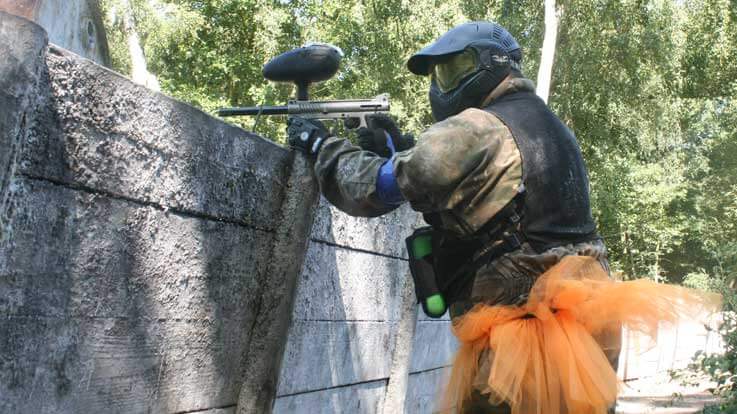 paintballer in fancy dress