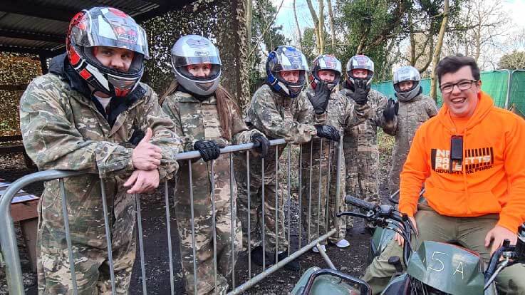 quad bike riders learning how to use the bikes controls