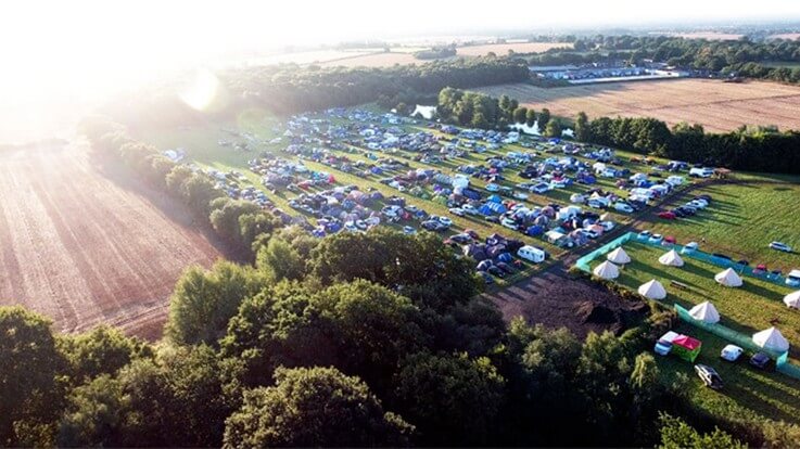 showground aerial shot showing festival