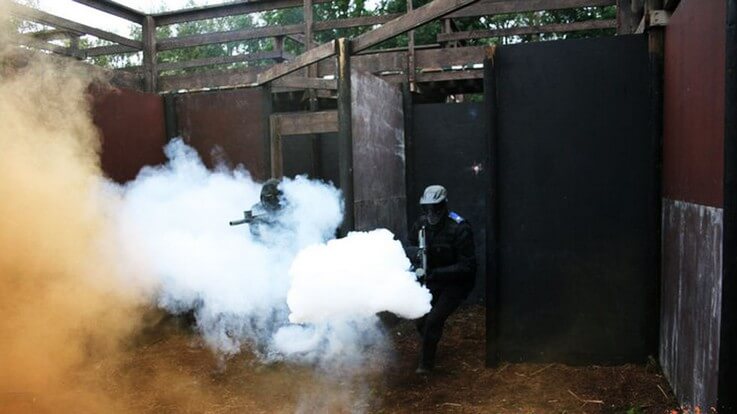 smoke grenades and pyrotechnics in use