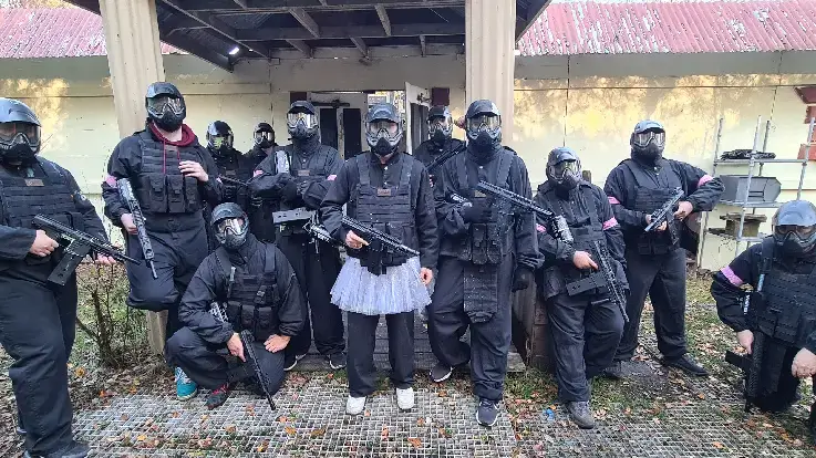 swat stag group wearing tutu