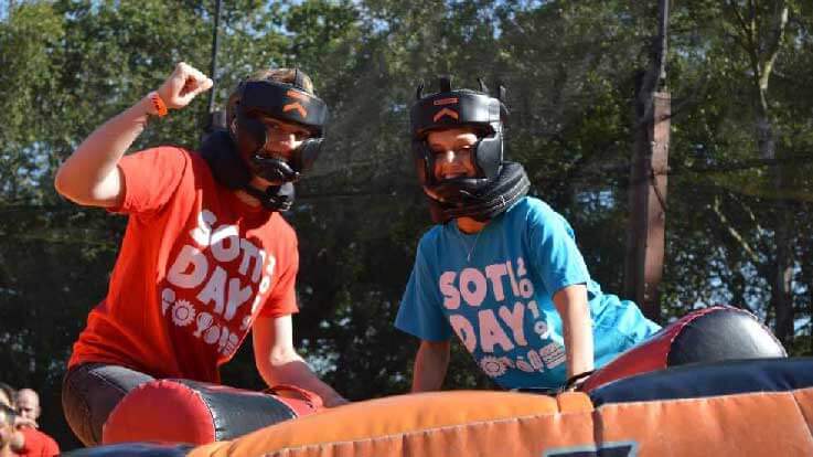 team building with inflatable challenges